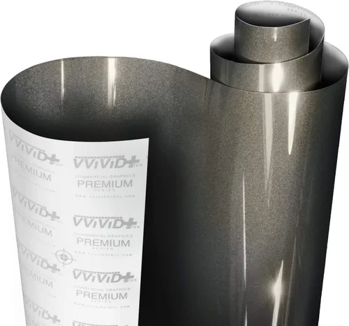 VViViD + Rollo de película de repuesto de vinilo gris carbón metálico ultra brillante para automóvil, con tecnología de liberación de aire nano,
