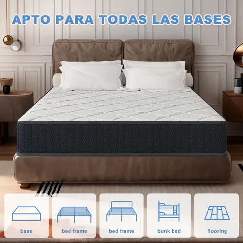 Miniatura 3 de Colchón completo de 10", colchón híbrido de 10 pulgadas con espuma viscoelástica de soporte cómodo, alivio de presión y aislamiento de movimiento