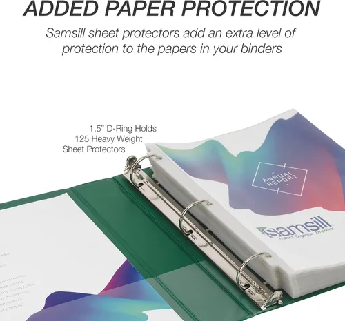 Miniatura 187 de Samsill - Carpeta duradera de 5 pulgadas, fabricada en los Estados Unidos, con anillos en D, transparente y personalizable, color blanco