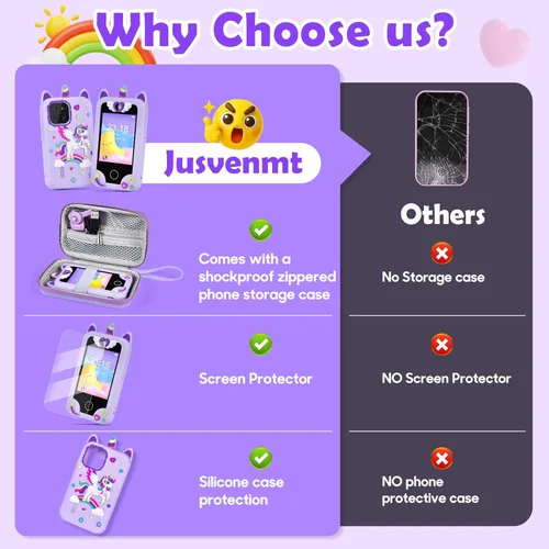 Miniatura 7 de Teléfono inteligente para niños para niñas, teléfono de juguete con cámara para niños de 3, 4, 5, 6, 8 años, regalos de cumpleaños de Navidad