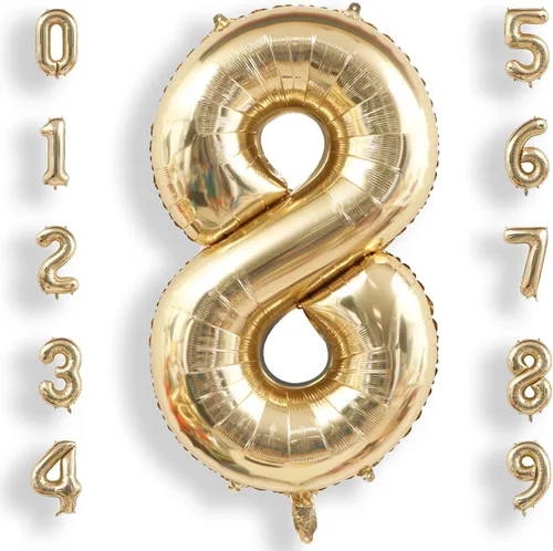 Miniatura 51 de AULE Globos grandes de 40 pulgadas, número 0, negros, grandes, de papel de aluminio, globos de número de helio 0-9, gigantes, jumbo, felices