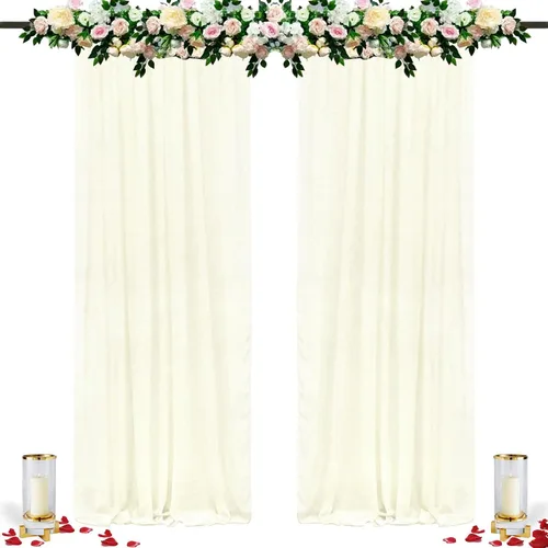 Miniatura 13 de DUOBAO Cortina de gasa rosa, 2 paneles de 29 x 96 pulgadas, cortinas de telón de fondo de boda, cortinas de playa transparentes para sala de estar