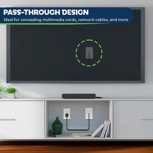 Miniatura 5 de TOPGREENER Inserto de goma flexible con ojales de pared con placa de pared decorativa y soporte de montaje, placa de paso para cables de bajo Blanco