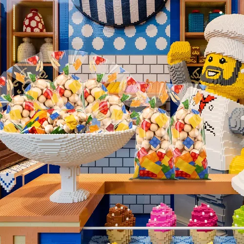 Miniatura 4 de 100 bolsas de celofán con bloques de construcción, suministros para fiesta de cumpleaños, bolsas de dulces con 100 lazos plateados para recuerdos