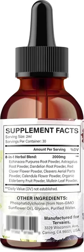 Miniatura 2 de Gotas de desintoxicación linfática liposomal y drenaje - Mezcla de hierbas de 2000 mg con saúco y equinácea - Apoya el drenaje linfático, el sistema