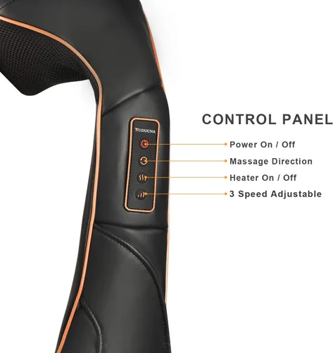 Miniatura 6 de TRIDUCNA Masajeador de cuello y espalda con calor, tejido profundo eléctrico Shiatsu con masaje de amasamiento 3D, 3 niveles de intensidad, alivio