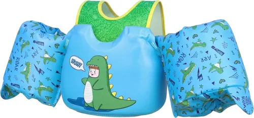 Miniatura 16 de Dark Lightning Chaleco de natación para niños de 2, 3, 4, 5, 6 y 7 años, flotadores para niños pequeños con alas de brazo de 30 a 50 libras, chaleco