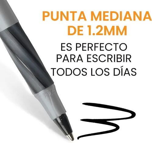 Miniatura 3 de BIC Bolígrafos Round Stic Grip Xtra Comfort, color negro, punta media (1.2 mm), paquete de 36 unidades, bolígrafos perfectos para escribir