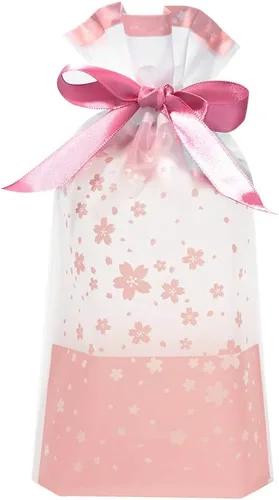 SumDirect Bolsas de regalo de plástico rosa con cordón – 50 bolsas de regalo de 6 x 9 pulgadas, bolsas de regalo de flor de cerezo para fiesta,