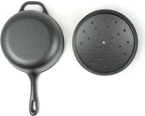 Miniatura 4 de HAWOK Mini cacerola de hierro fundido de 2.65 cuartos de galón, 8 pulgadas con tapa, pre-sazonada