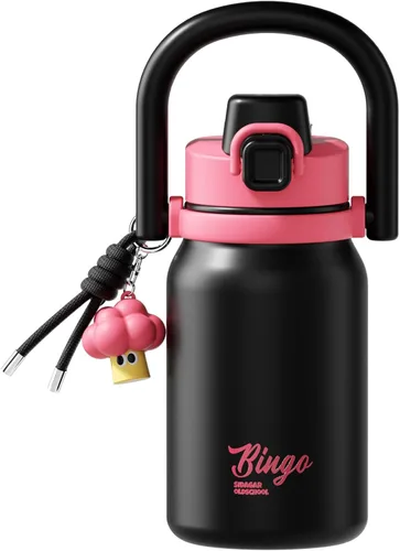 32 oz Insulated Water Bottle for Women with Straw & Handle, 316L Medical Grade Stainless Steel Tumbler, Leakproof Flask for Streetwear, Cafe Time &
