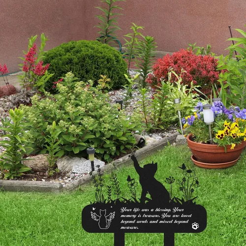 Miniatura 6 de Rngmsi Marcadores de tumba para mascotas, placa conmemorativa de metal para gatos, estacas de cementerio impermeables, lápida para mascotas
