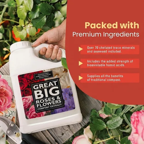 Miniatura 5 de Great Big Roses - Potenciador de fertilizante de suelo y rosas para cultivar las mejores rosas y flores; extracto de compost de alimento para rosas