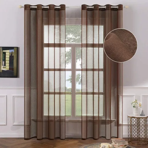 Miniatura 30 de MIULEE - Cortinas transparentes para ventana (2 paneles). Cortinas elegantes., Poliéster & Mezcla de poliéster, Blanco