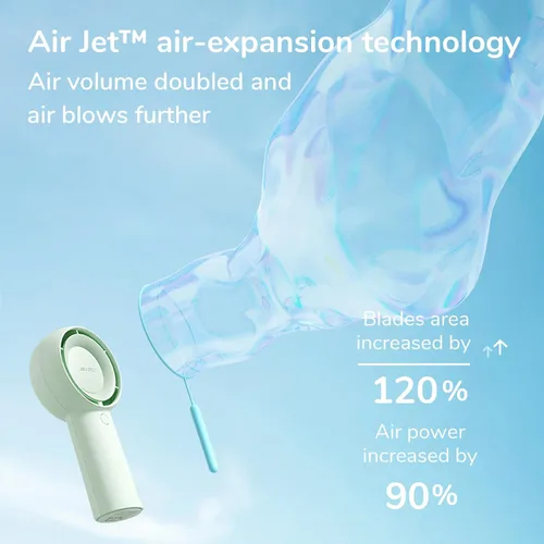 Miniatura 2 de JISULIFE Ventilador turbo portátil de mano [tiempo máximo de enfriamiento de 16 horas], 4000 mAh USB recargable personal con pilas Lash, ventilador