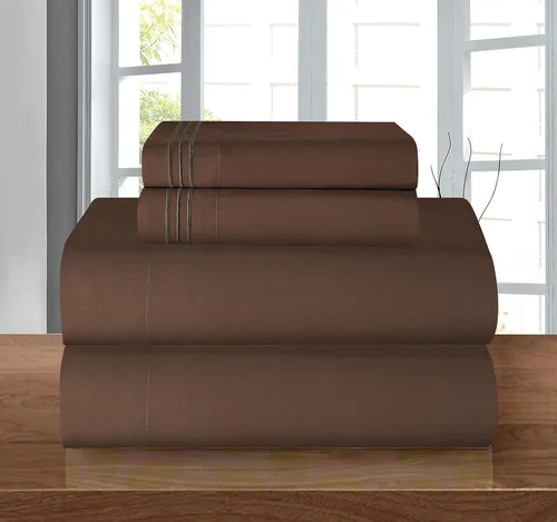 Miniatura 65 de Elegant Comfort - Juego de sábanas de 4 piezas de microfibra, 1500 hilos, sin arrugas, sábana bajera elástica, esquinas tipo bolsillos profundos