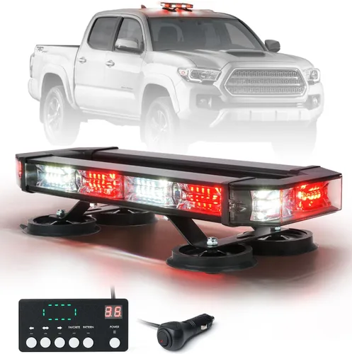 Miniatura 7 de LUMENIX Barra de luz estroboscópica de emergencia para techo con 72 luces LED con panel de control, base magnética, advertencia intermitente, barra