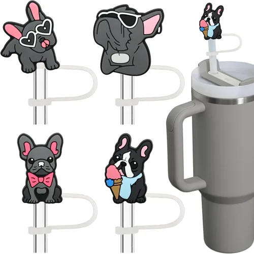 Miniatura 8 de Tapas de corgi para pajitas de Stanley Cup - Paquete de 4 Accesorios reutilizables de silicona para tazas Stanley Cup, tapas para pajitas