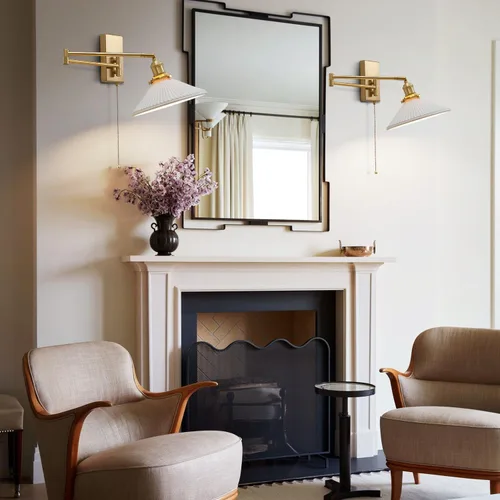 Miniatura 9 de MWL14A-2 - Juego de 2 apliques de pared dorados cepillados, lámparas de pared industriales retro con cadena de tracción, apliques de tocador