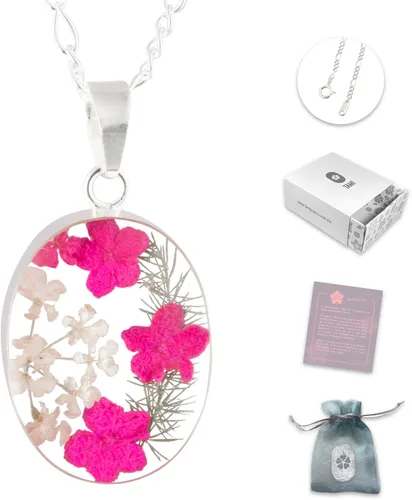 Miniatura 10 de TAMI Collar de plata con flor prensada