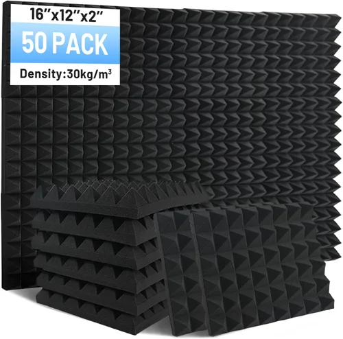 Miniatura 8 de Focusound Paquete de 24 paneles de espuma acústica a prueba de sonido para paredes, paneles de espuma acústica piramidal de 12 x 16 x 2 pulgadas