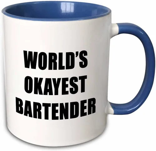 Miniatura 11 de 3dRose WORLDS OKAYEST BARTENDER - Taza de dos tonos (15 onzas), color negro