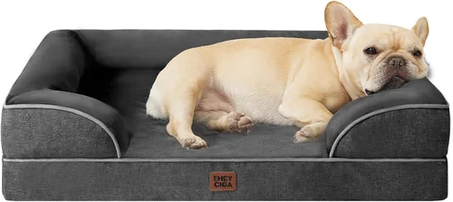 Miniatura 111 de EHEYCIGA - Cama ortopédica para perro grande, impermeable, de espuma viscoelástica y espuma tipo caja de huevos, bordes elevados, antideslizante
