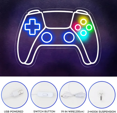 Miniatura 3 de Letrero de Neón para Juego, Letrero de LED en Forma de Joystick para Decoración de Habitación de Juego, Letrero de Neón de Juegos para Decoración