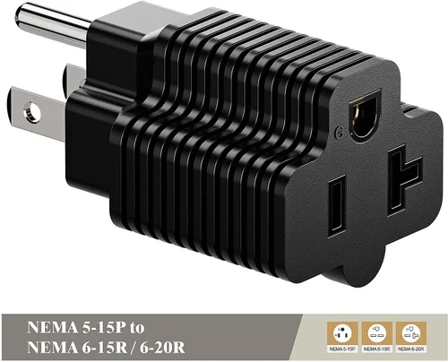 Miniatura 2 de Paquete de 3 adaptadores de enchufe Nema de 15 amperios a 20 amperios, listado ETL, NEMA 5-15P a 5-15/20R (peine de 20 amperios T Blade) 15 Amp