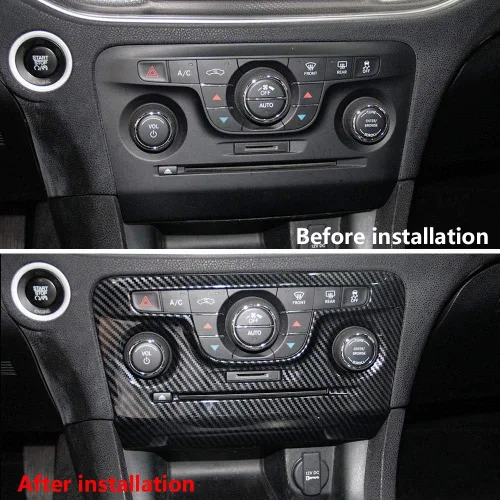 Miniatura 4 de Crosselec - Cubierta de panel de control central de fibra de carbono para aire acondicionado para Dodge Charger 2011-2014