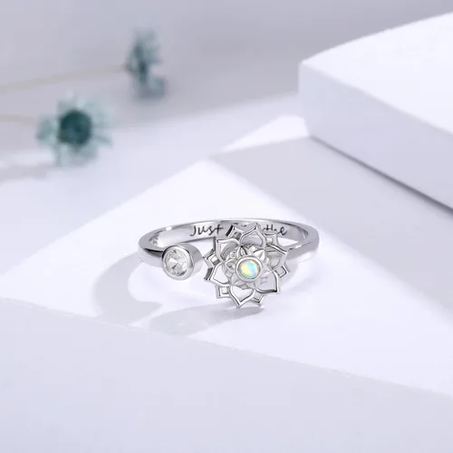 Miniatura 23 de Fidget Spinner Anxiety Rings for Women: Sterling Silver Lotus Moon Star Sunflower Ring Stress Relieving Calm Ring Jewelry Gifts for Daughter