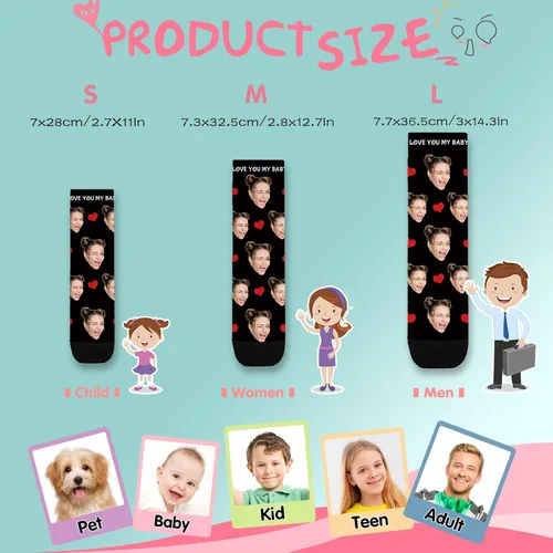 Miniatura 6 de Bemaystar Calcetines personalizados con foto, calcetines personalizados con imagen, regalos personalizados para el día de San Valentín para novio