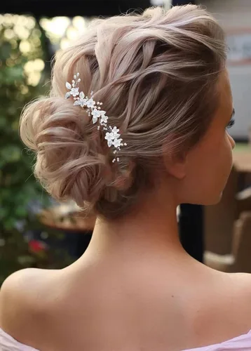 Miniatura 5 de Accesorios para el cabello para mujer, juego de horquillas de boda, joyería para mujer, flor plateada, pinzas de perlas, novias, tocados, damas