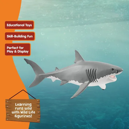Miniatura 6 de Schleich Wild Life - Figura realista de gran tiburón blanco - Juguete de tiburón oceánico duradero y educativo para niños y niñas, para jugar