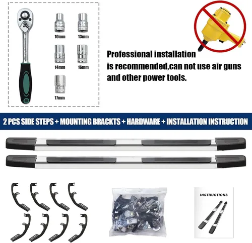 Miniatura 8 de COMNOVA - Estribos de 6 pulgadas compatibles con Chevy Silverado 1500 2019-2026, Silverado/Sierra 2500HD/3500HD Crew Cab 2020-2026. Un par de Acero