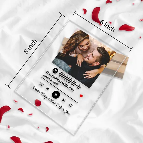 Miniatura 4 de Placa de música acrílica personalizada, regalos para novia, novio, placa de vidrio personalizada, código escaneable, regalo de aniversario, Diseño 01
