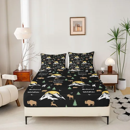 Miniatura 6 de Erosebridal Happy Camping - Juego de sábanas tamaño individual para niños, diseño de animales del bosque del bosque, para bebés, niños y niñas