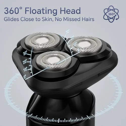 Miniatura 2 de RUIBO Maquinilla de afeitar eléctrica para hombres, afeitadora eléctrica recargable para hombres, rasuradora giratoria 3D impermeable, inalámbrica
