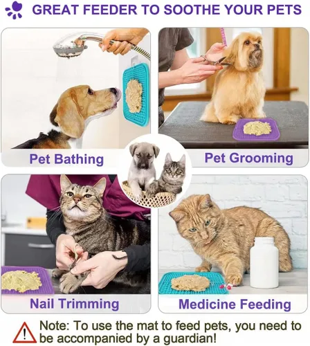 Miniatura 5 de Lesipee Alfombrilla para lamer perros y gatos, paquete de 2, patada para lamer de alimentador lento, juguetes para perros para aliviar la ansiedad