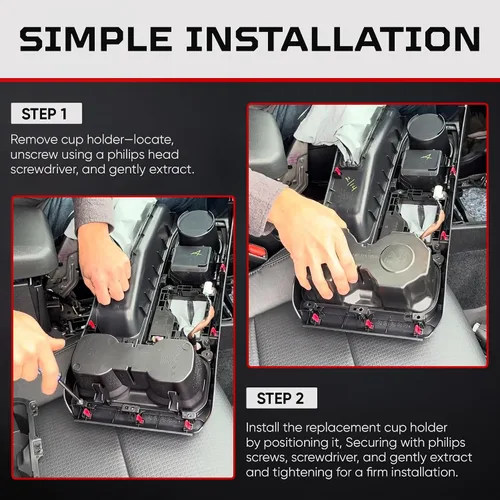 Miniatura 6 de AJT DESIGN Portavasos de gran tamaño con bandeja compatible con Toyota Tacoma 2016-2023 Se adapta a botellas de 3.65 pulgadas Organizador