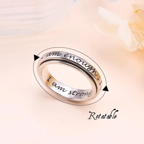 Miniatura 2 de JZMSJF S925 Sterling Silver Spinner Fidget Ring for Anxiety Stress Relief Boredom ADHD Autism Rings