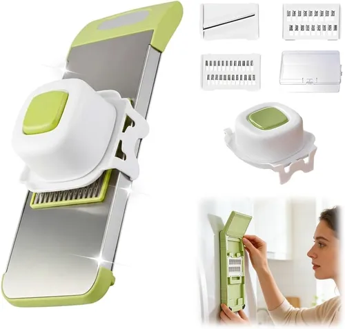 Rebanador de verduras multifuncional, trituradora de verduras 6 en 1 con protector de mano seguro, cortador de ajo ajustable de múltiples cuchillas,