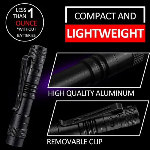 Miniatura 3 de Beieverluck Paquete de 10 mini linterna de luz negra UV de 395 nm con clip, detector de luz negra de mano LED para fugas de orina de mascotas