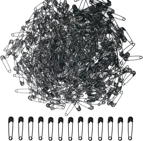 500 pasadores de seguridad de 0.787 pulgadas, pequeños alfileres de metal para la oficina en casa, manualidades, joyería (XBZ/negro)