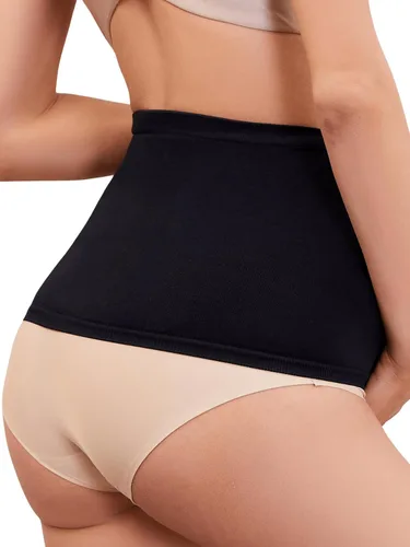 Miniatura 2 de OYOANGLE Ropa interior de maternidad para mujer, 2 piezas, soporte para el vientre, ropa interior, Negro albaricoque