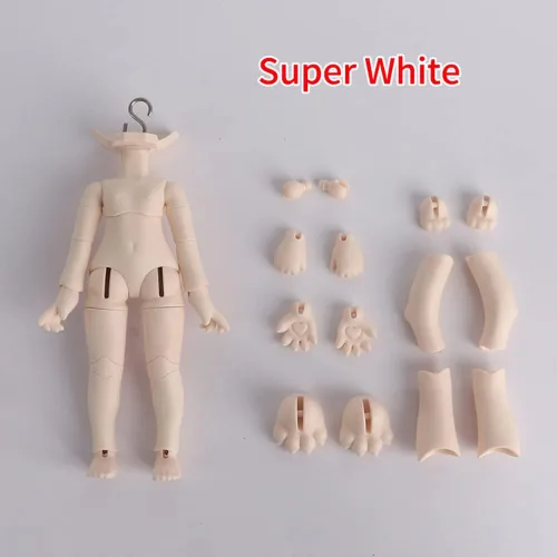 Miniatura 2 de Nuevo cuerpo de muñeca 1/12BJD para cabeza GSC, muñeca OB11 reemplazo cuerpo, con accesorios de cuerpo de animales, tres usos, figuras de acción