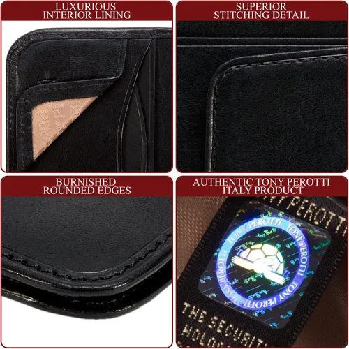 Miniatura 5 de Tony Perotti Mens Money Clip Bifold Wallet Slim Minimalist Card Case Pockets Italian Leather