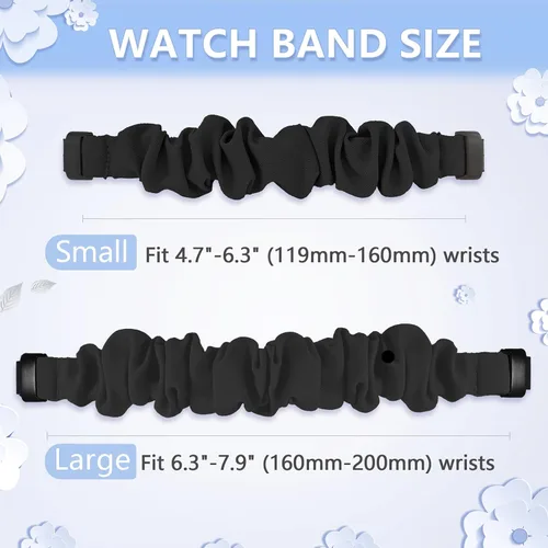 Miniatura 3 de 2 Pack Compatible with Fitbit Inspire 3 Bands for Women Men, Scrunchie Stretchy Strap Cute Elastic Sport Replacement Fabric Cloth Wristband for
