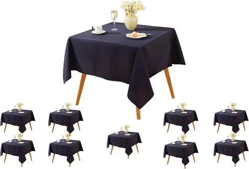 Miniatura 17 de Paquete de 5 Manteles Cuadrados 60 x 60 Pulgadas de Carbón, Mantel de Poliéster Lavable para Uso en Hogar, Fiesta, Boda o Restaurante.