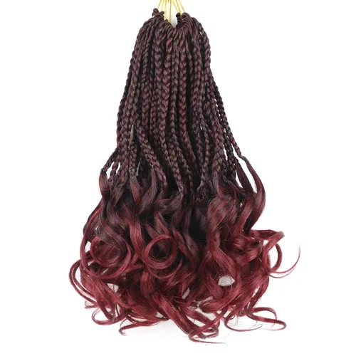 Miniatura 40 de Trenzas de ganchillo rizado francés T33, cabello pre-anillado 10 pulgadas, trenzas cortas rizadas francesas con extremos rizados, trenzas box